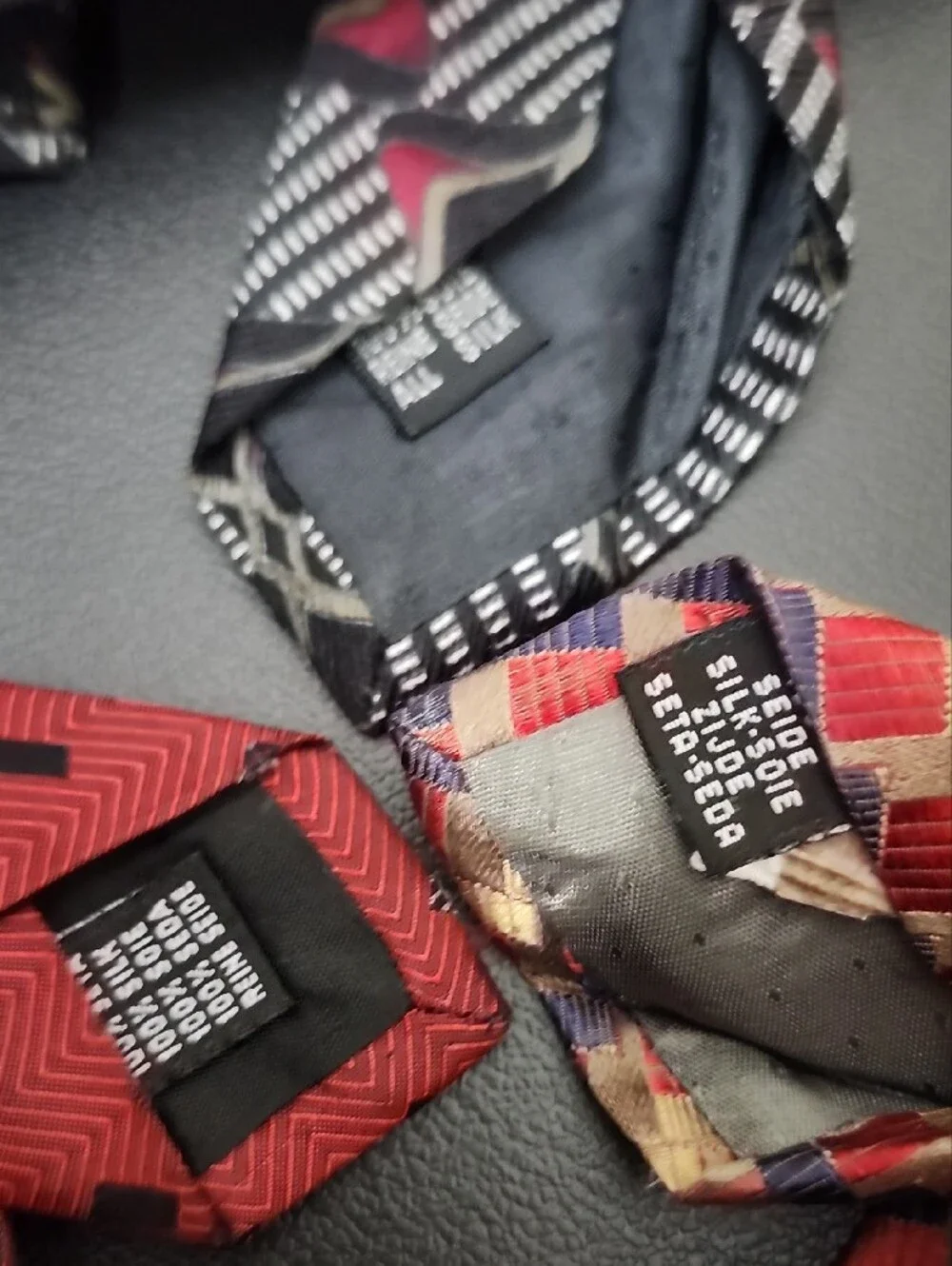 Bundle of 3 Salvatore Gregorio 100% Silk Ties Handmade in Italy Geometric Luxury